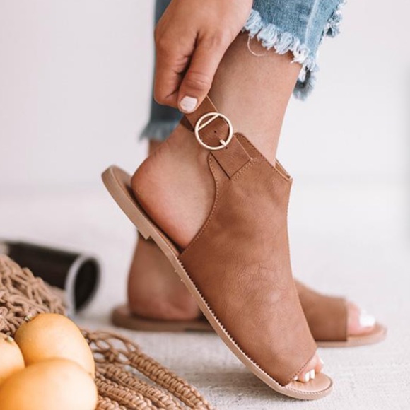 Ladies Slingback Open Toe Mule Flat Sandals. Snake - Picture 6 of 6